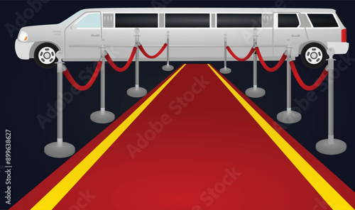 Red carpet and limo. vector illustration