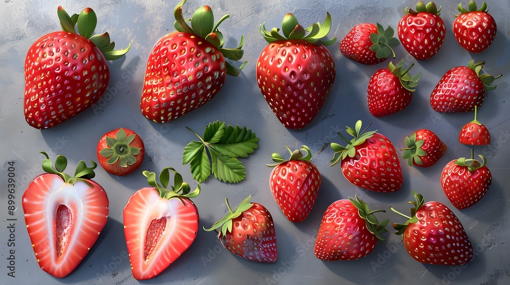 Fresh and Juicy Strawberries on Dark Background. Summer Fruit Harvest concept Fresh and Juicy Strawberries on Dark Background. Summer Fruit Harvest concept