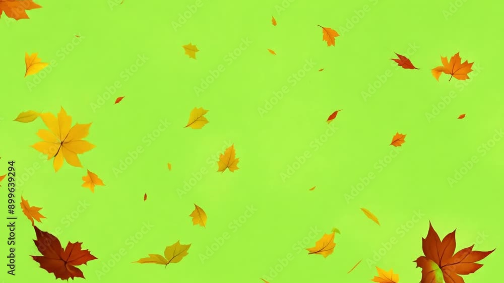Falling autumn leaves 4K animation video with a green screen background. Orange leaves flutter down fall season. Use it for your project presentation, or to provide a beautiful relaxing environment. Falling autumn leaves 4K animation video with a green screen background. Orange leaves flutter down fall season. Use it for your project presentation, or to provide a beautiful relaxing environment.