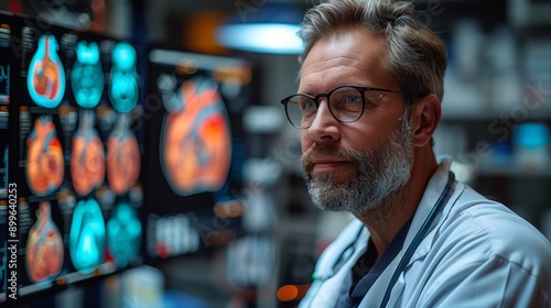 Doctor Examining Medical Brain Scans in a Hospital