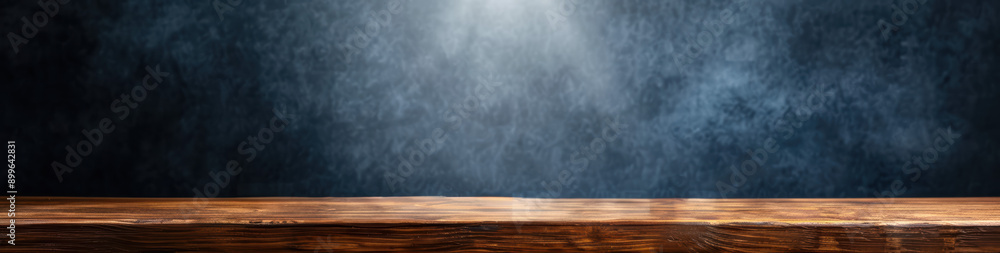 Empty wooden table top with dark smoky background, perfect for product display, presentations, and food graphy. Empty wooden table top with dark smoky background, perfect for product display, presentations, and food graphy.