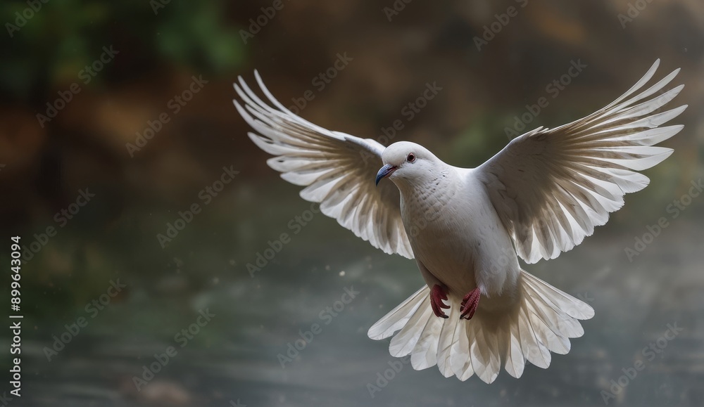 Obraz premium Graceful White Dove in Flight