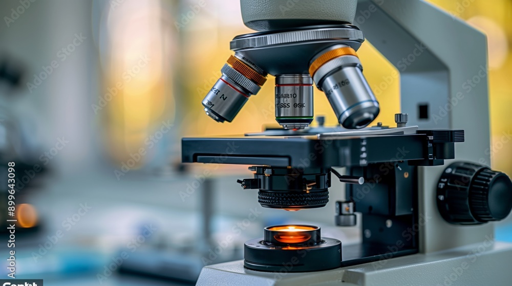 Close-Up View of a Microscope in a Laboratory Setting Close-Up View of a Microscope in a Laboratory Setting