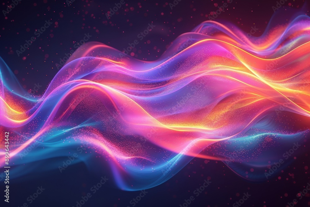 Vibrant abstract waves of color, swirling elegantly against a dark background, creating a mesmerizing visual effect with glowing hues and dynamic movement. Vibrant abstract waves of color, swirling elegantly against a dark background, creating a mesmerizing visual effect with glowing hues and dynamic movement.