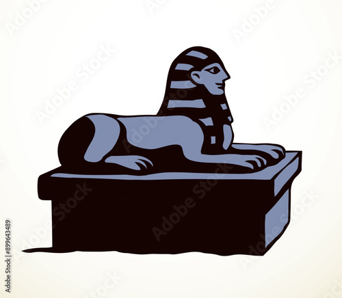 Vector drawing. Egyptian sphinx monument