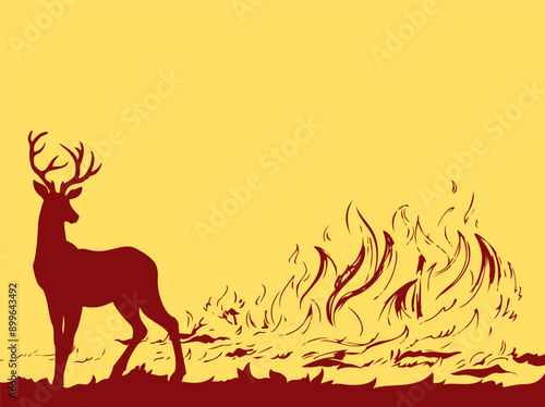Bright fire. Vector drawing pattern