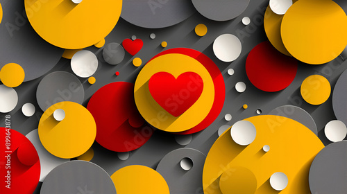 Horizontal social media cover love template. Red background with Hearts vector illustration. 