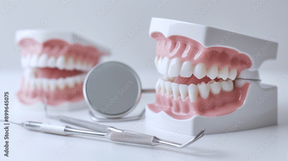 Fototapeta premium 歯科用具とデンタルモデル