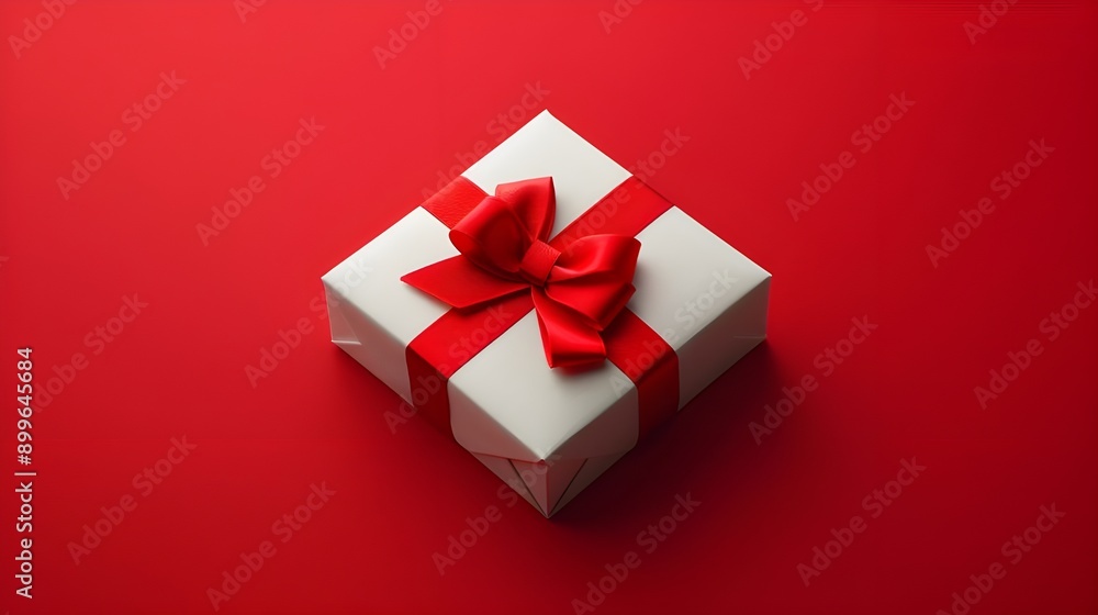 A neatly wrapped gift box with a red ribbon and bow against a red background. The box looks elegant and ready for gifting, perfect for any special occasion. A neatly wrapped gift box with a red ribbon and bow against a red background. The box looks elegant and ready for gifting, perfect for any special occasion.