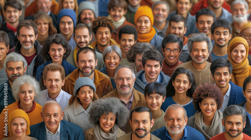 Diverse Crowd of People Smiling Together © Miumzlik