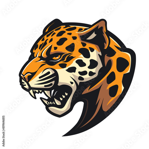 Leopard vector mascot logo design with modern illustration concept style for badge, emblem and tshirt printing. Cheetah sticker. Leopard illustration for sport and esport team logotype
