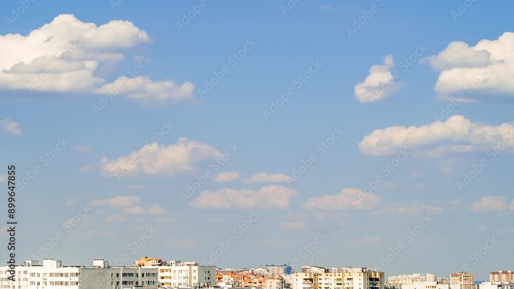 Clouds Run Quickly over City Rooftops. Time Lapse Clouds Run Quickly over City Rooftops. Time Lapse
