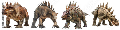 Four Spiky Dinosaur Creatures with Different Color Variations