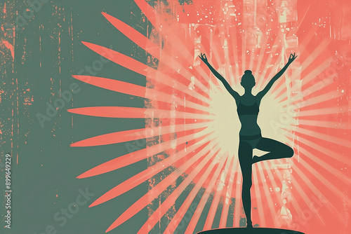 Yoga and meditation banner. Soft tones, background, copy space for text. Generative AI