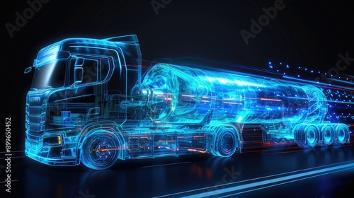 Futuristic Diesel Engine Pulsing with Blue Energy