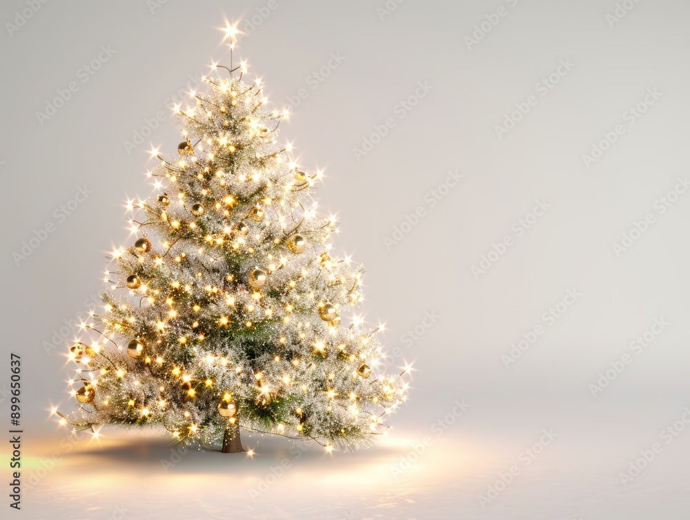 A beautifully lit Christmas tree adorned with golden ornaments, creating a festive and warm holiday atmosphere. A beautifully lit Christmas tree adorned with golden ornaments, creating a festive and warm holiday atmosphere.