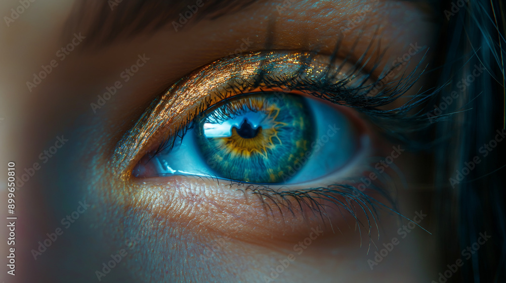Obraz premium a hyperrealistic image of a beautiful womans eye, with the IRIS of the eye is the globe. intricate details, super high-def shot.