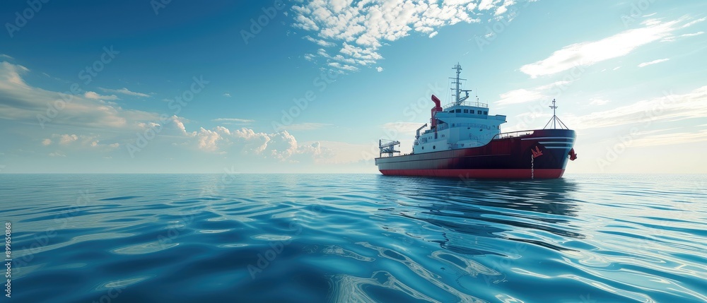 Fototapeta premium High-Speed Cargo Ship in Crystal Clear Ocean