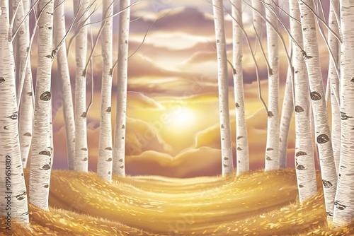 A collection of birch tree trunks