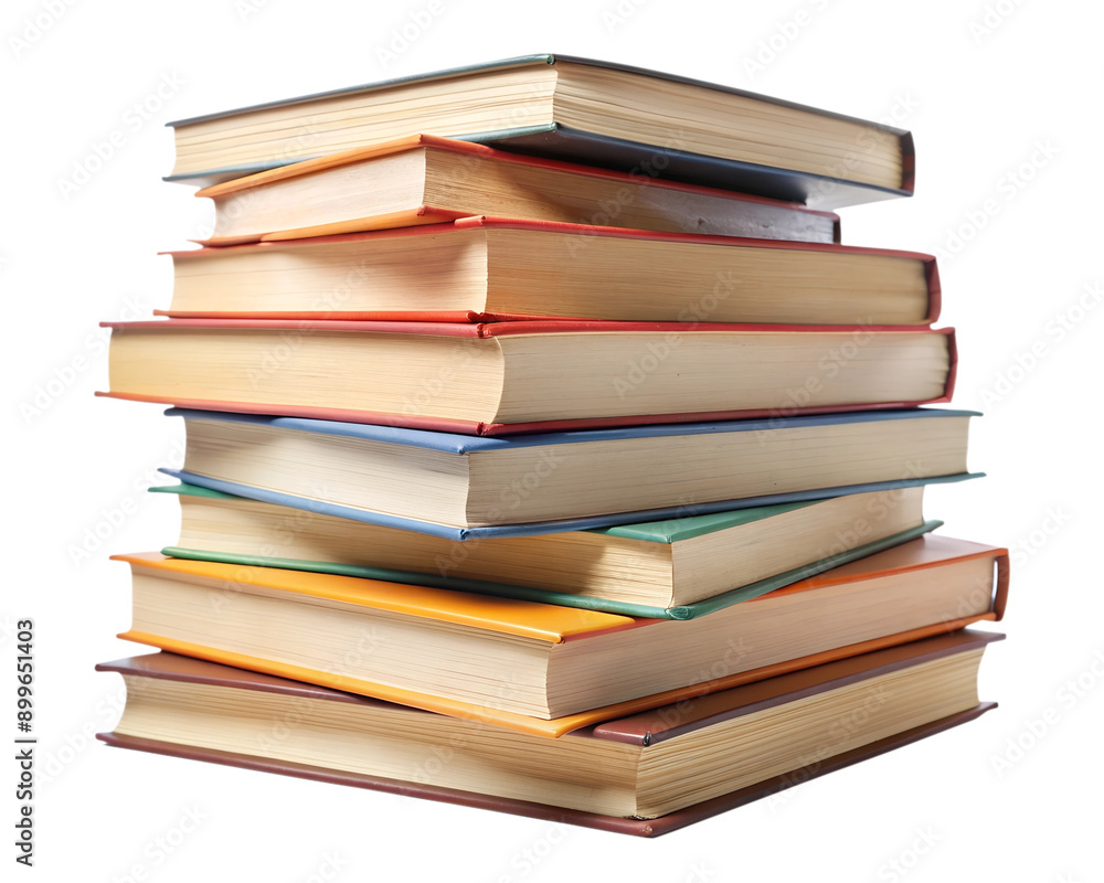 Books in a stack isolated on white transparent background, png element clipart Books in a stack isolated on white transparent background, png element clipart