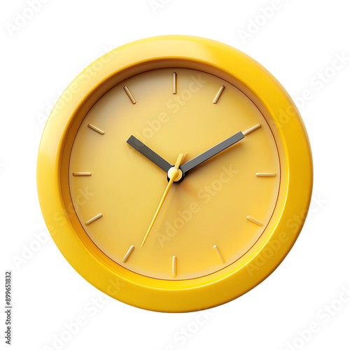 Fototapeta Naklejka Na Ścianę i Meble -  Yellow wall clock isolated on white transparent background, png element clipart