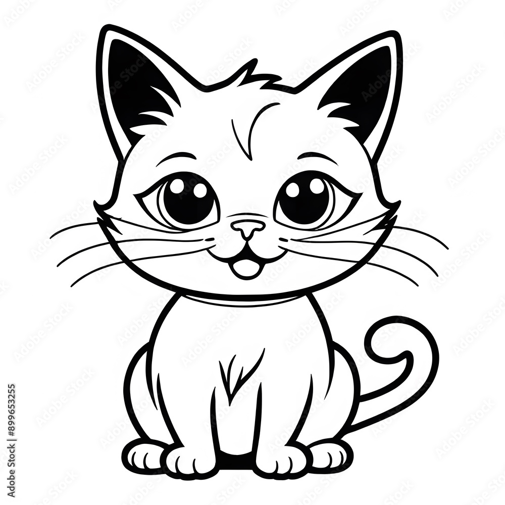 A cartoon cat with big eyes on a white background, AI A cartoon cat with big eyes on a white background, AI