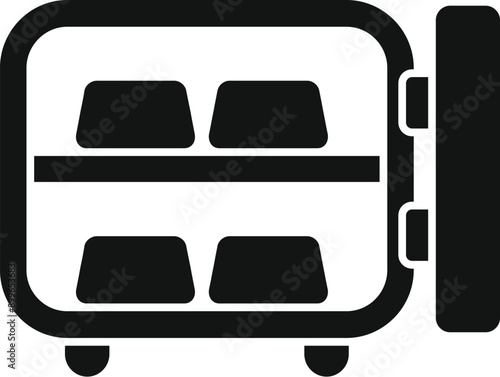 Simple icon of a bank vault holding gold bars, representing security and wealth