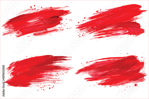 Set of red brush stroke watercolor elements, Abstract watercolor red brush stroke elements, Colorful vector watercolor brush strokes, Vector illustration