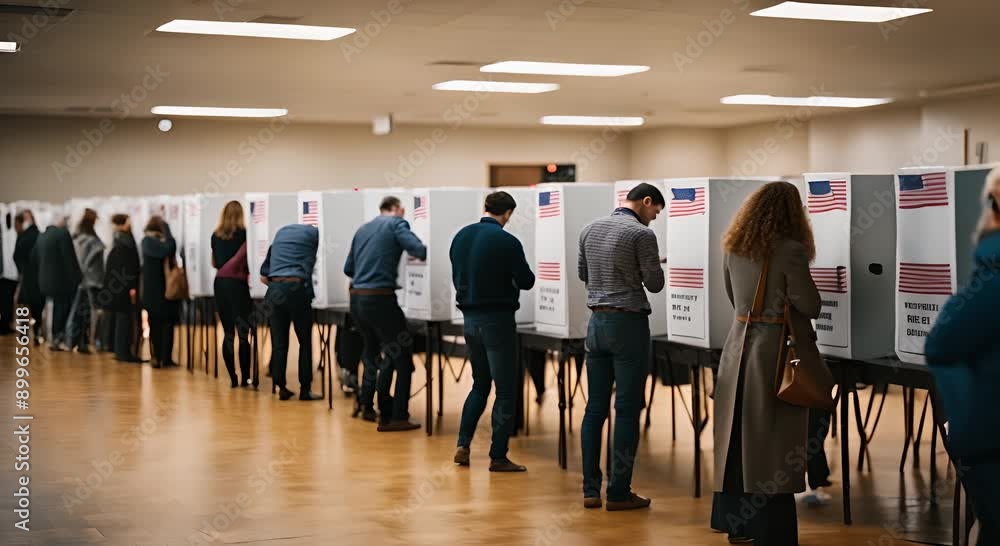 People voting in an election. People voting in an election.