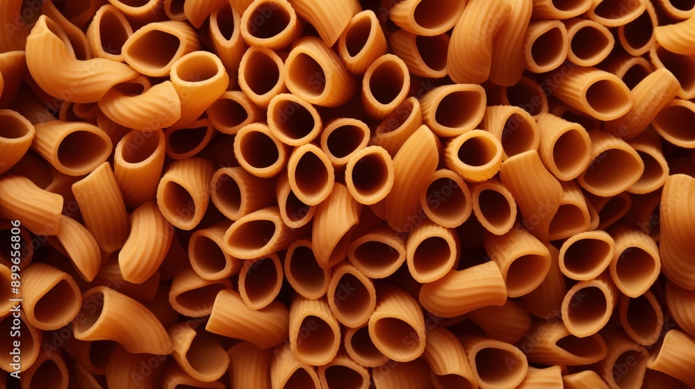 Close-up view of a pile of penne pasta Close-up view of a pile of penne pasta