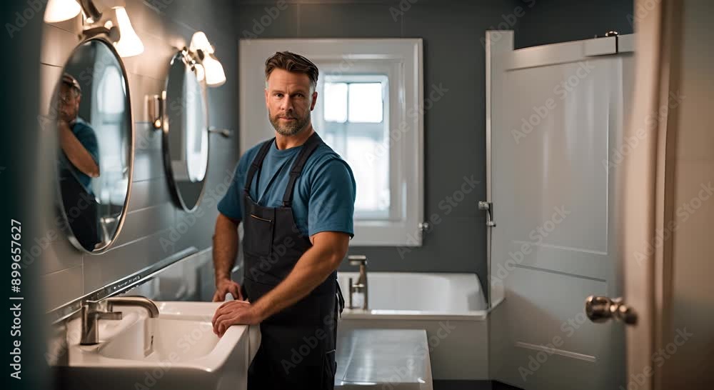 Man in a bathroom remodel.