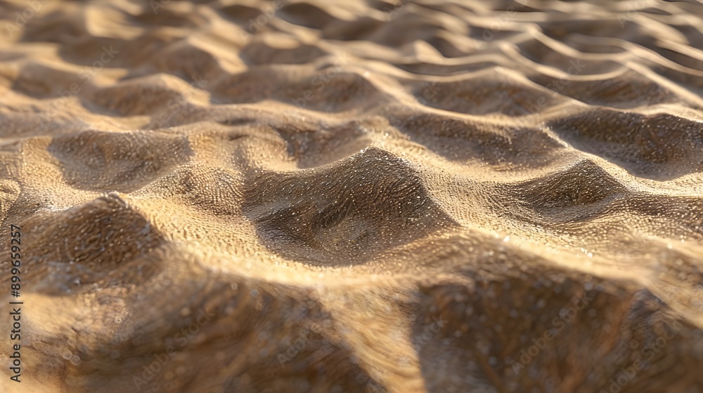 Close-up view of a sandy surface, showcasing the patterns and texture created by the wind. Close-up view of a sandy surface, showcasing the patterns and texture created by the wind.
