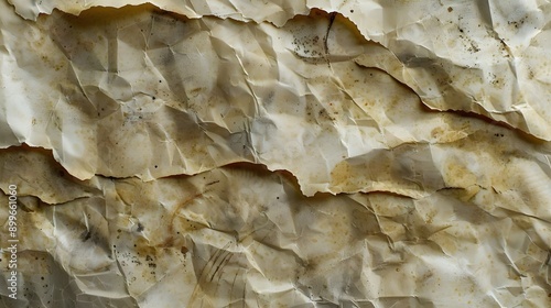 Close-up view of crumpled paper, showcasing the texture and folds of the material.