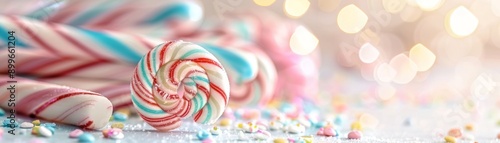 Colorful candy canes and sprinkles add a festive touch, perfect for holiday celebrations and sweet treats.