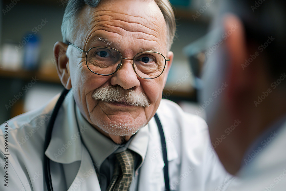 Doctor in a white coat consulting a patient in a medical clinic Ai generative illustration Doctor in a white coat consulting a patient in a medical clinic Ai generative illustration