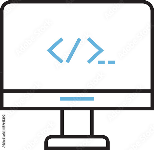 Desktop and Coding Line Icon