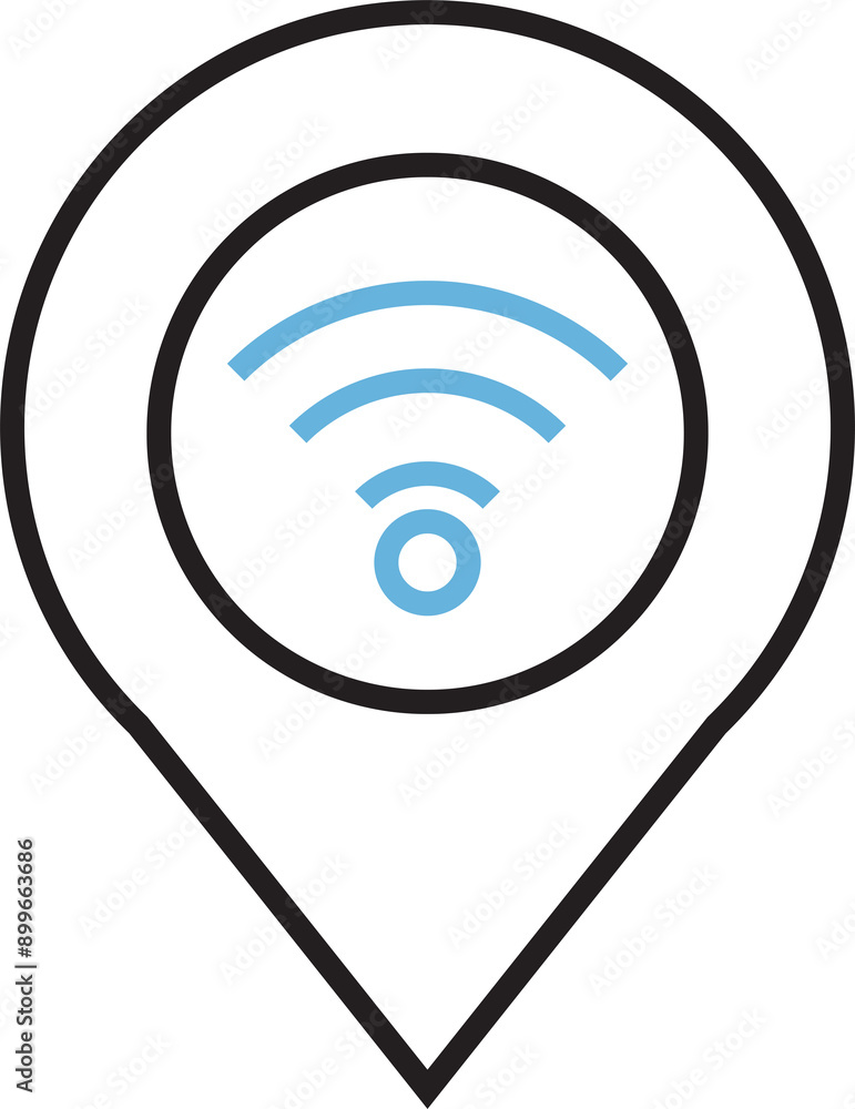 Wifi Area Map Pin Line Icon