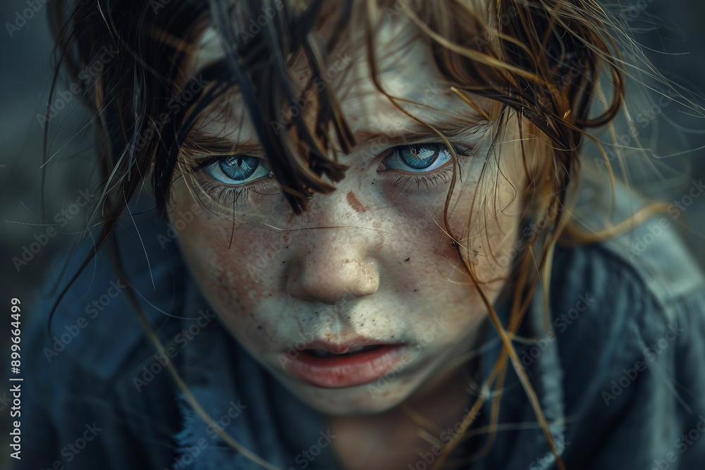 Sad crying victim child person in ruined building destruction war conflict civil crime war zone, Generative AI Sad crying victim child person in ruined building destruction war conflict civil crime war zone, Generative AI