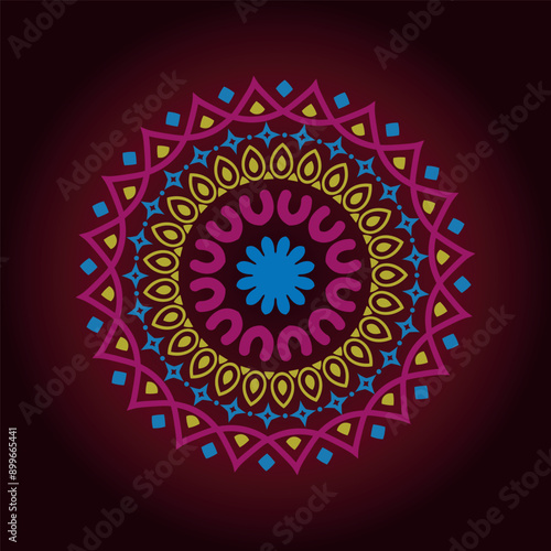 Colorful mandala design abstract floral pattern

