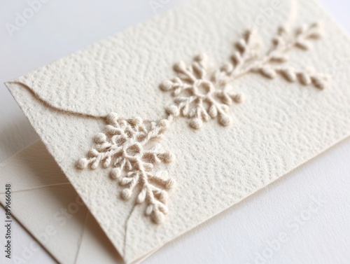 Elegant embossed card featuring delicate floral designs, perfect for invitations or personal stationery.
