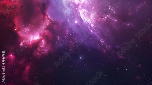 Space-themed artwork with vibrant purple and pink nebulae