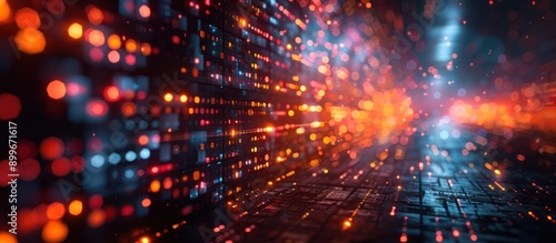 Wallpaper Mural Abstract Digital Network With Glowing Lights Torontodigital.ca