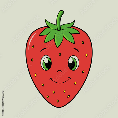 cute smiling strawberry vector illustration