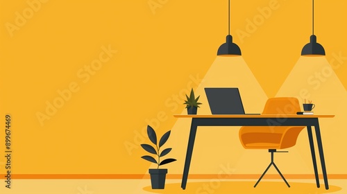 Freelancer lifestyle, coworking space scene, flat design illustration
