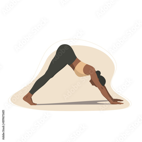 Serenity in Motion: Vector Illustration of a Fitness Woman Doing Downward Facing Dog Yoga Pose