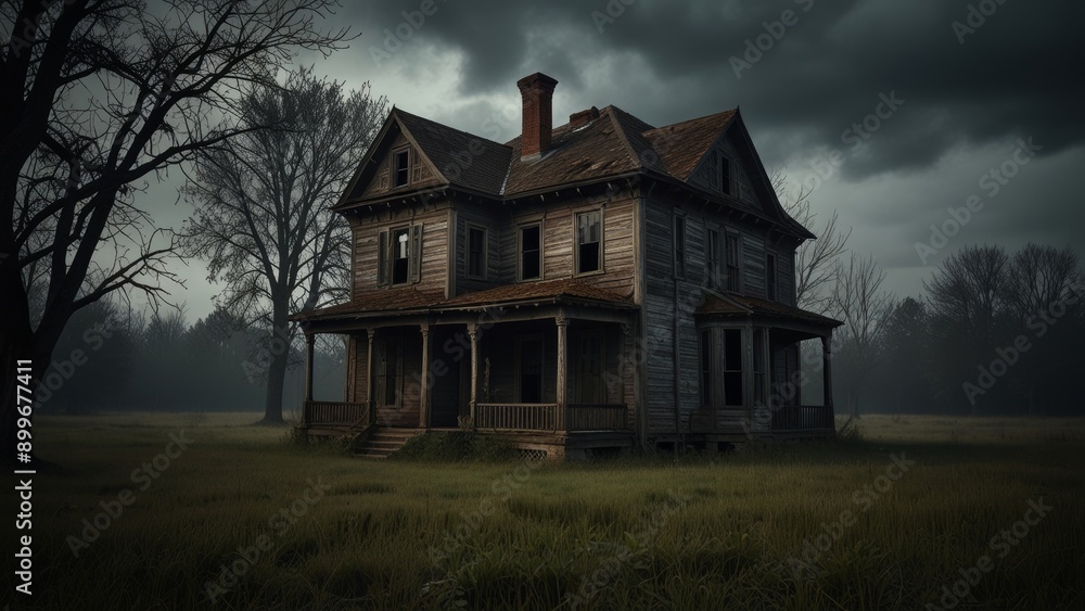 Abandoned Victorian House at Dusk Abandoned Victorian House at Dusk