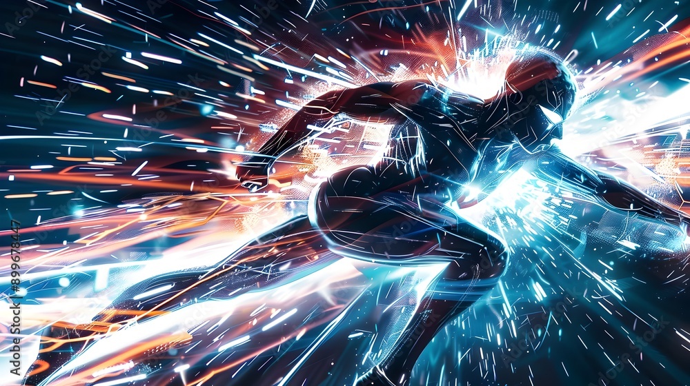 Obraz premium Superhero Cartoon in Dynamic Pose with Bold Lines and Arrector Pili Relaxation Journey