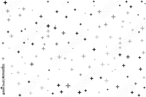 Plus symbols of different sizes and opacity seamless background pattern vector illustration.