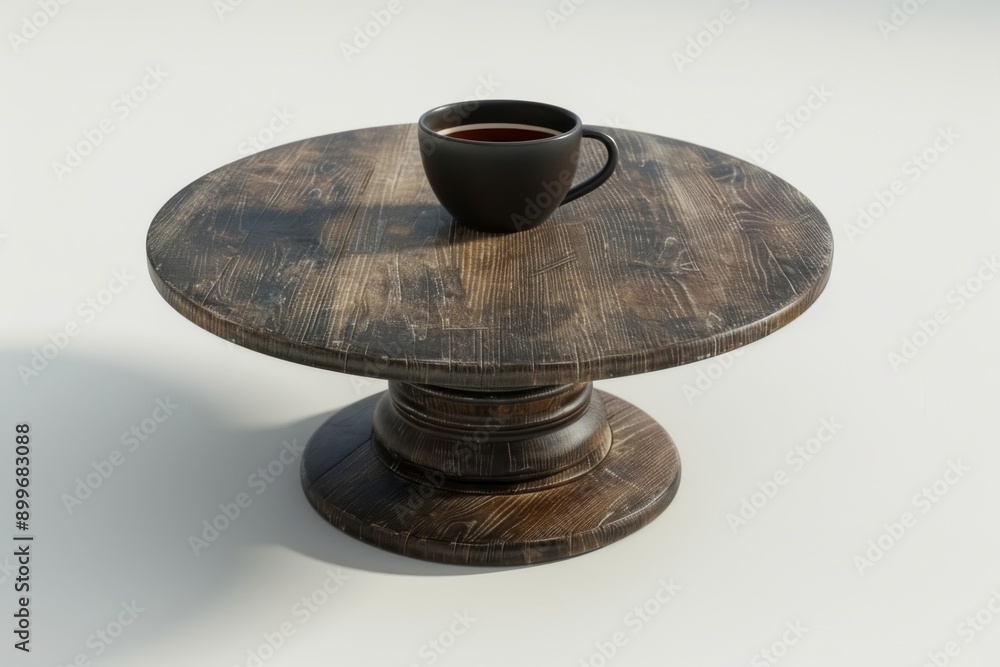 Single black coffee cup on a rustic wooden stand symbolizing simplicity elegance and the beauty of minimalistic design Single black coffee cup on a rustic wooden stand symbolizing simplicity elegance and the beauty of minimalistic design
