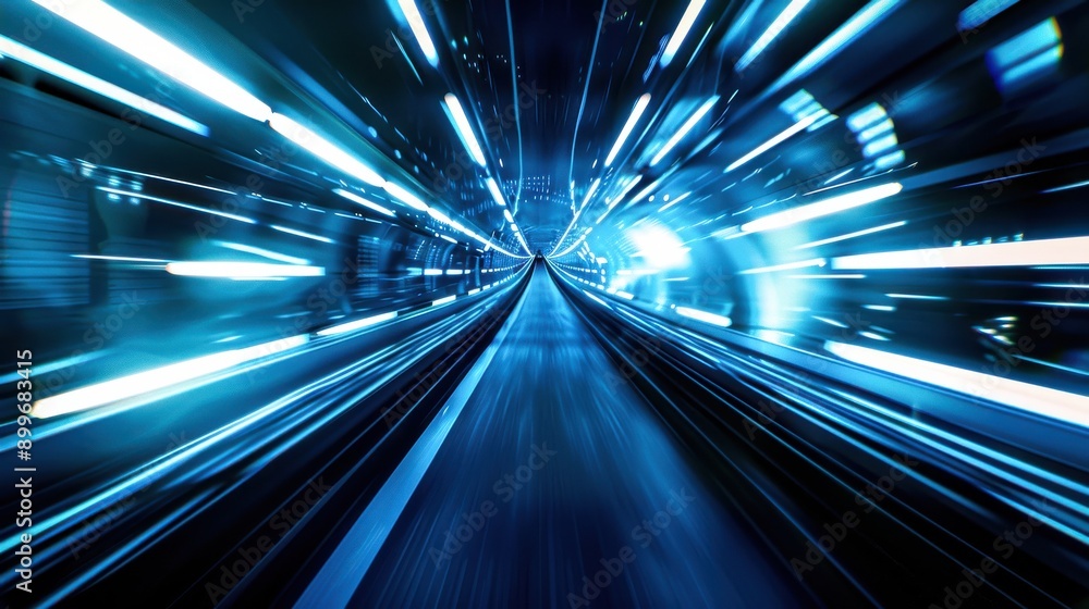 A mesmerizing rush through a glowing tunnel filled with dynamic blue lights, evoking a sense of speed and adventure A mesmerizing rush through a glowing tunnel filled with dynamic blue lights, evoking a sense of speed and adventure